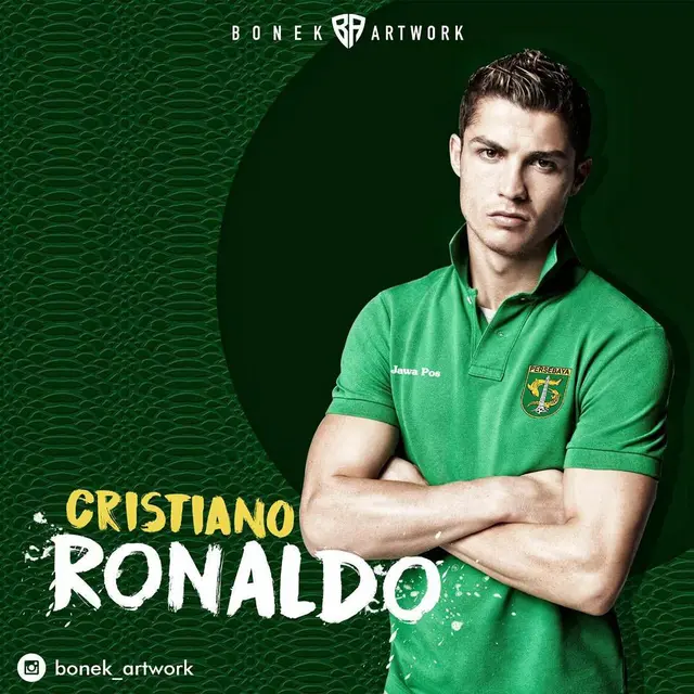 6 Editan Foto Jika Cristiano Ronaldo Jadi Pemain Dan Suporter Persebaya