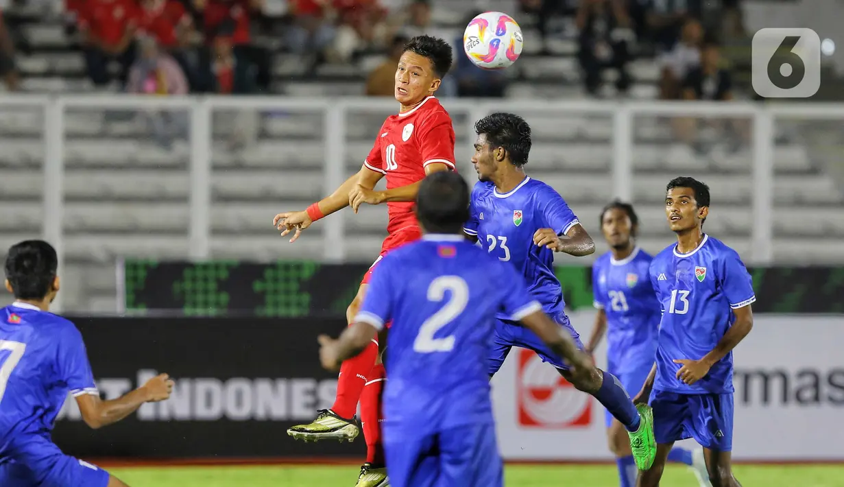 Bermain di markas sendiri, timnas Indonesia U-20 menang telak empat gol tanpa balas. (Liputan6.com/Angga Yuniar)