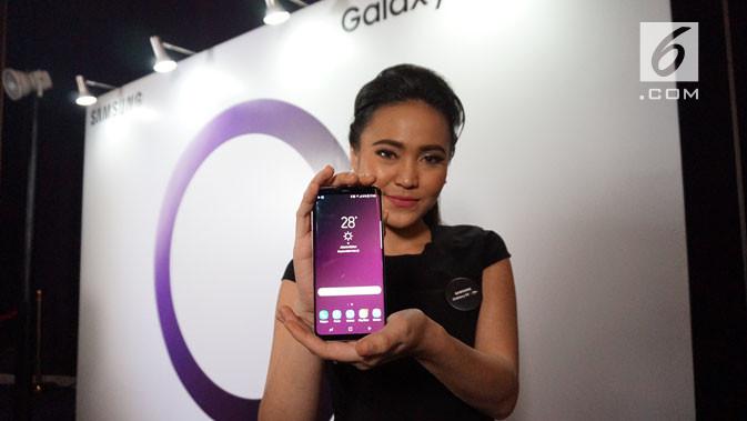 Salah satu model di peluncuran Galaxy S9 dan Galaxy S9 Plus di Jakarta, Jumat (9/3/2018). Liputan6.com/ Agustin Setyo Wardani