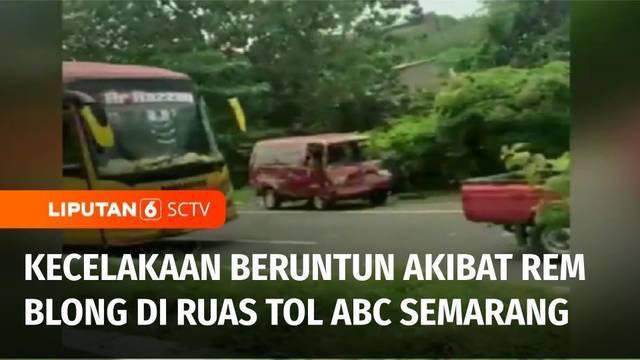 Setidaknya dua orang tewas dalam kecelakaan beruntun di ruas tol dalam kota atau ruas tol ABC, Kota Semarang, Jawa Tengah. Kecelakaan terjadi diduga akibat sebuah truk rem blong sehingga menabrak sejumlah kendaraan di depannya.