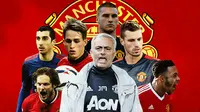 Manchester United - Jose Mourinho dan Pemain Manchester United (Bola.com/Adreanus Titus)