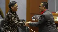 Menpora Imam Nahrawi bersama jajaran pejabat Eselon I,II Kemenpora melakukan Raker bersama Komisi X DPR terkait anggaran dana.