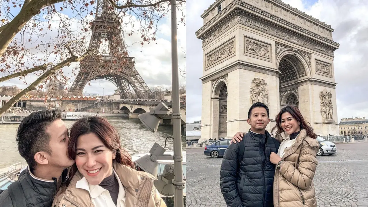 Dita Fakhrana saat liburan di Paris bersama suaminya, Rino Yosiaki.
