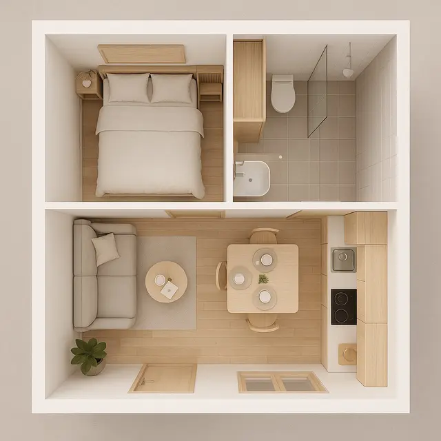Inspirasi Desain Rumah 5x5 Meter dengan 1 Kamar Tidur