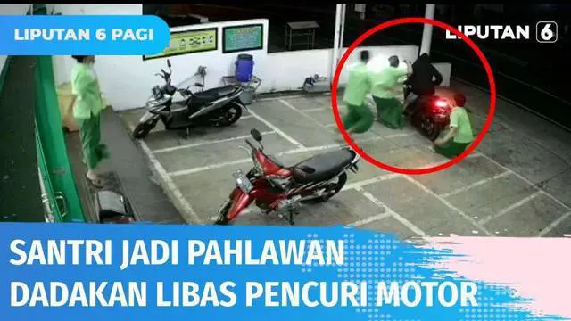 Aksi heroik merekam sejumlah santri di Pasuruan yang menggagalkan aksi percobaan pencurian sepeda motor di sebuah minimarket. Pelaku yang sedang beraksi mencuri motor langsung diterjang para santri hingga pencuri tersungkur dan gagal mencuri motor.