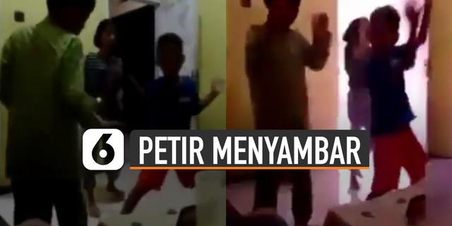 VIDEO: Kaget, Petir Menyambar Saat Bocah Buat Video TikTok di Rumah