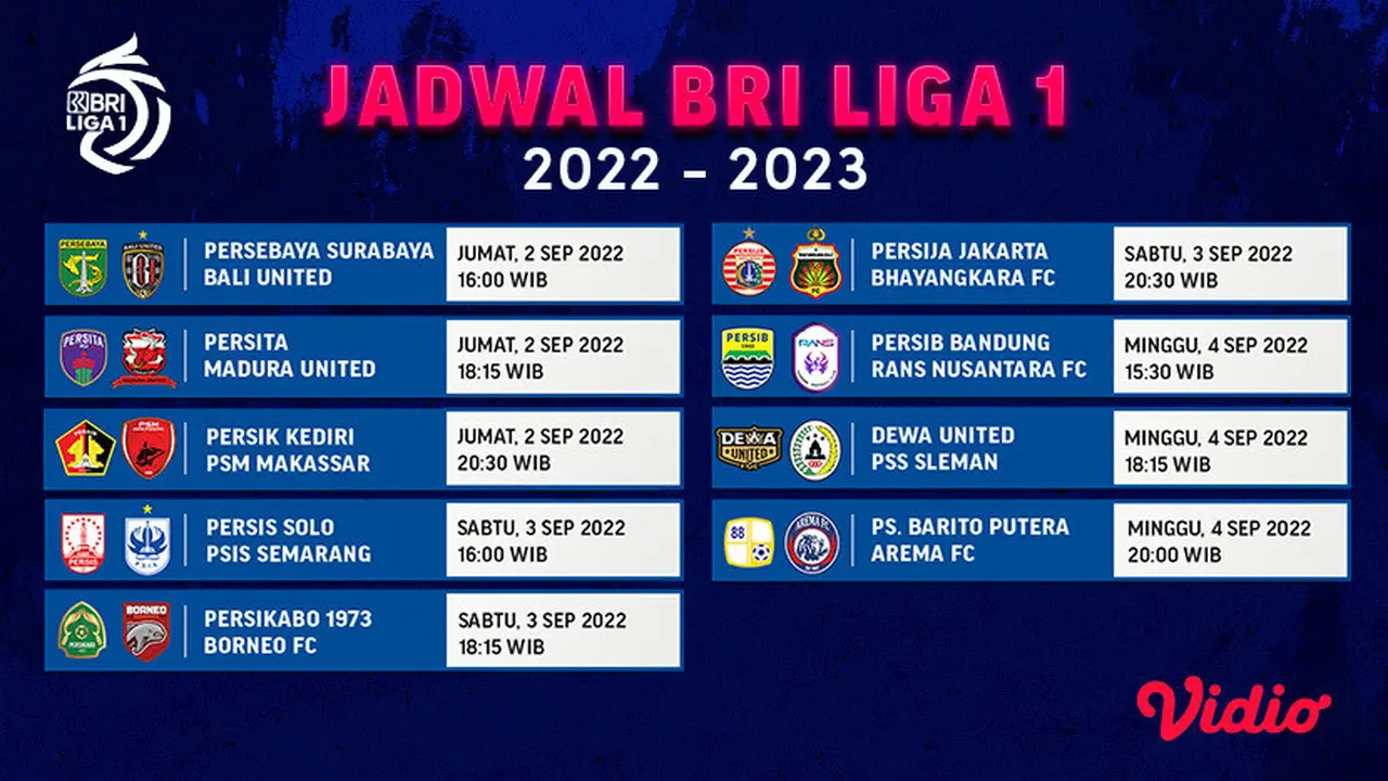 Nonton Live Streaming BRI Liga 1 Matchweek 8 di Vidio : Persebaya Vs Bali United, Madura Vs Persita di Vidio