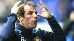 Reaksi dari bos West Ham United, Gianfranco Zola pada partai Liga Premier versus Tottenham Hotspur di White Hart Lane, London, 11 April 2009. AFP PHOTO/Chris Ratcliffe