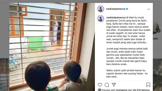 Unggahan Zaskia Adya Mecca. (Foto: Instagram @zaskiadyamecca)