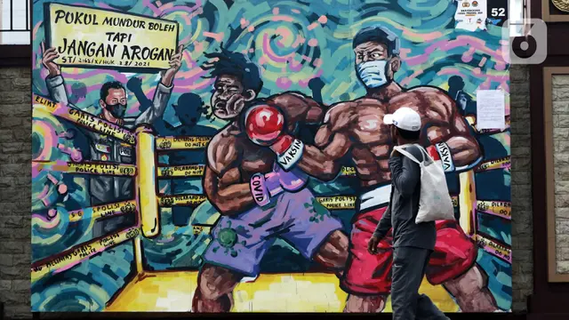 FOTO: Mural Kritik Polisi Bertebaran di Lapangan Bhayangkara Mabes Polri