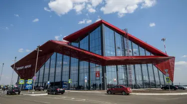 Pemandangan terminal baru Bandara Saransk di Saransk, Rusia, Kamis (3/5). Bandara Saransk siap menyambut Piala Dunia 2018. (Mladen ANTONOV/AFP)