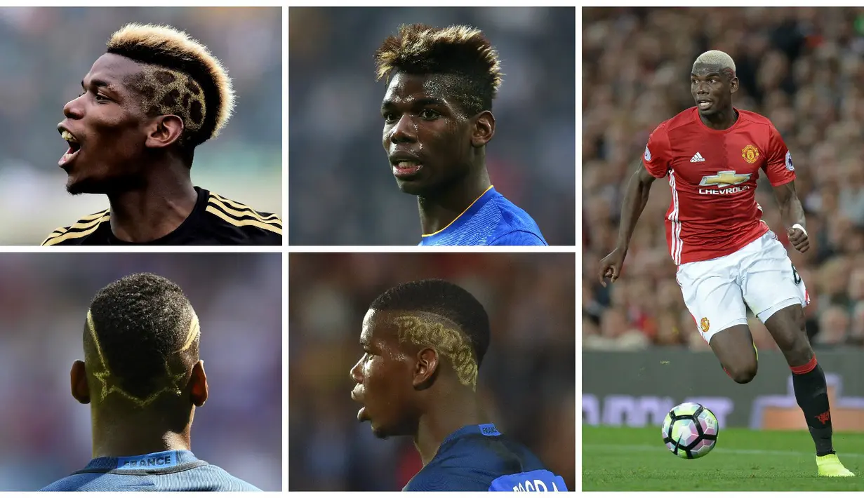 Gelandang Manchester United, Paul Pogba, dikenal sebagai sosok yang kerap gonta-ganti gaya rambut dengan model yang unik. Berikut gaya rambut pria Prancis ini dari masa ke masa. (AFP)