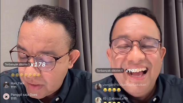 Anies Baswedan, capres  nomor urut 1 di Pemilu 2024 saat melakukan TikTok Live dan mendapat pertanyaan tak terduga