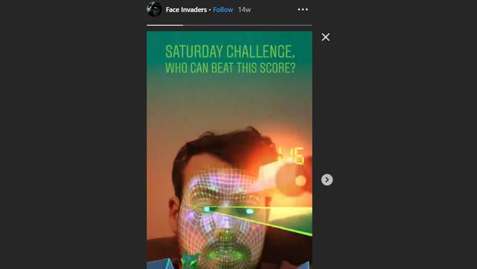 Filter wajah AR Instagram terpopuler Face Invaders karya @rosterizer. (Foto: @rosterizer/ Instagram)