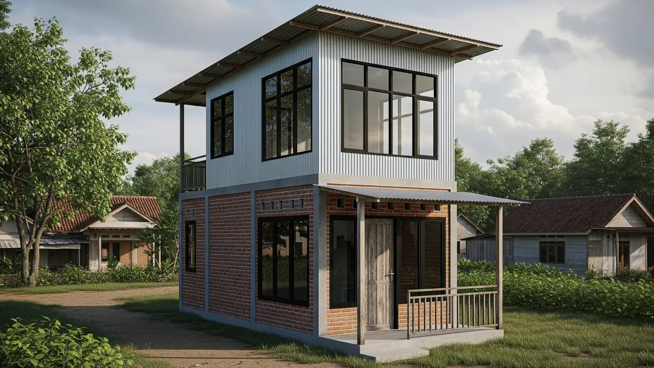 Desain Rumah 2 Lantai Budget Rp75 Juta di Desa/Gemini AI