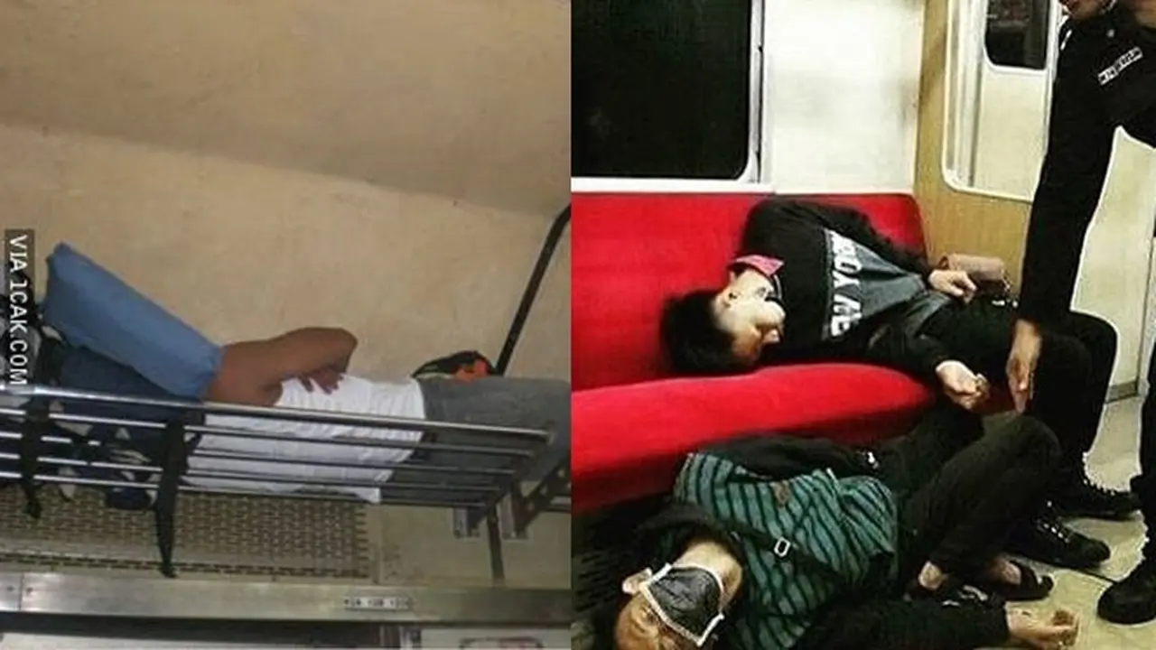 6 Kelakuan Orang Tidur di KRL Ini Bikin Geleng Kepala