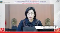 Menteri Keuangan Sri Mulyani Indrawati dalam International Conference : Road to Indonesia G20, Kamis (11/11/2021).