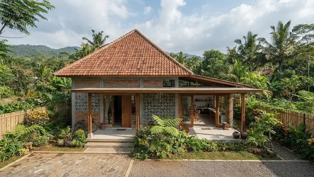 Desain bungalow tropis kontemporer yang sejuk meski tanpa boros AC
