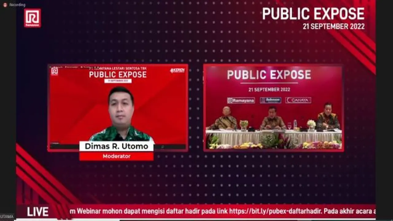 Paparan publik PT Ramayana Lestari Sentosa Tbk (RALS), Rabu, 21 September 2022 (Foto: tangkapan layar/Agustina Melani)