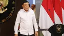 Menteri Koordinator Bidang Politik dan Keamanan (Menko Polkam) Djamari Chaniago saat jumpa pers usai rapat koordinasi (rakor) penanganan kebakaran hutan dan lahan (karhutla) di Jakarta, 10 Agustus 2026. (KLY/Arie Basuki)