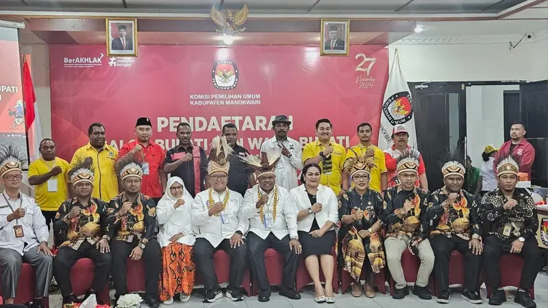 Pasangan Hermus Indou dan Mugiyono dapat dukungan 13 partai politik di Pilkada Manokwari 2024.