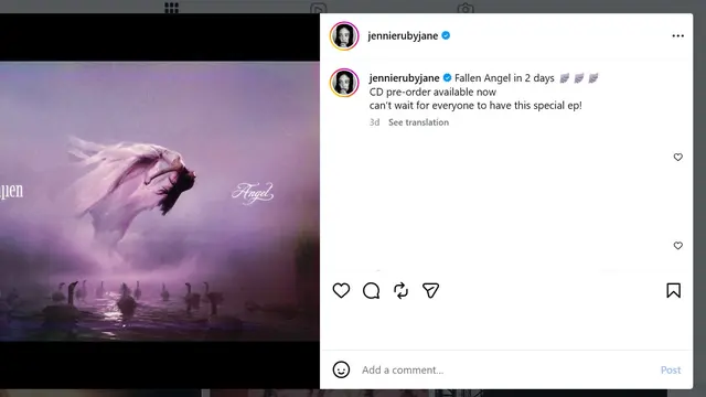 Jennie BLACKPINK Fallen Angel (instagram.com/jennierubyjane)