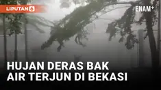 Hujan Deras Bak Air Terjun dari Langit Terjadi di Area Stadion Wibawa Mukti Bekasi