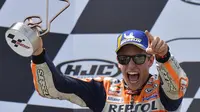 Pembalap Repsol Honda, Marc Marquez, semakin tak terkejar dalam tabel klasemen MotoGP 2019 setelah memenangi balapan di Jerman.(AFP/Tobias Schwarz)