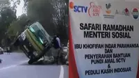 Truk semen terguling akibat kehilangan keseimbangan di Blora, Jawa Tengah, hingga Pundi Amal SCTV dan Peduli Kasih Indosiar bagikan karpet.