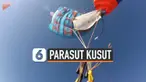 Insiden menegangkan terjadi pada pria ini saat terjun payung. Secara tiba-tiba parasutnya kusut di atas udara.