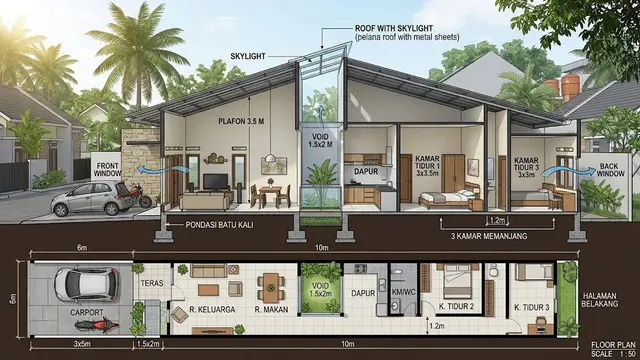 Desain Rumah 6x10 3 Kamar