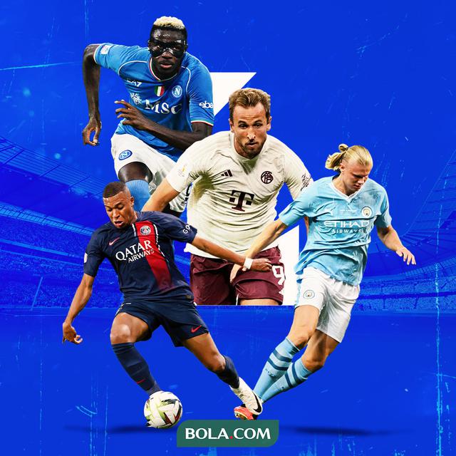 Ilustrasi - Kylian Mbappe, Harry Kane, Victor Osimhen, Erling Haaland