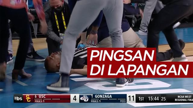 Berita video wasit basket NCAA yang jatuh pingsan saat mengawasi pertandingan, Senin (30/3/21)