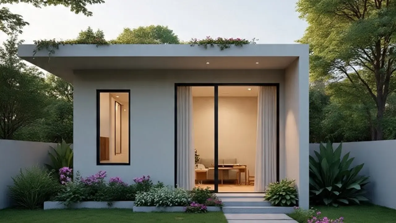 Ilustrasi Desain Rumah Sederhana di Lahan Sempit (Sumber Gambar: Meta AI)