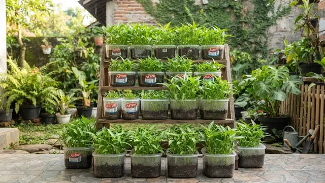 Menanam Kangkung di Toples Bekas Astor