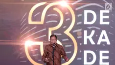 Pendiri Lippo Group Mochtar Riady memberi sambutan pada acara national tenant gathering dalam rangka ulang tahun ke-30, Lippo Malls di Senayan, Jakarta, Kamis (28/2). Kegiatan tersebut mengusung 3 DEKADE. (Liputan6.com/Fery Pradolo)