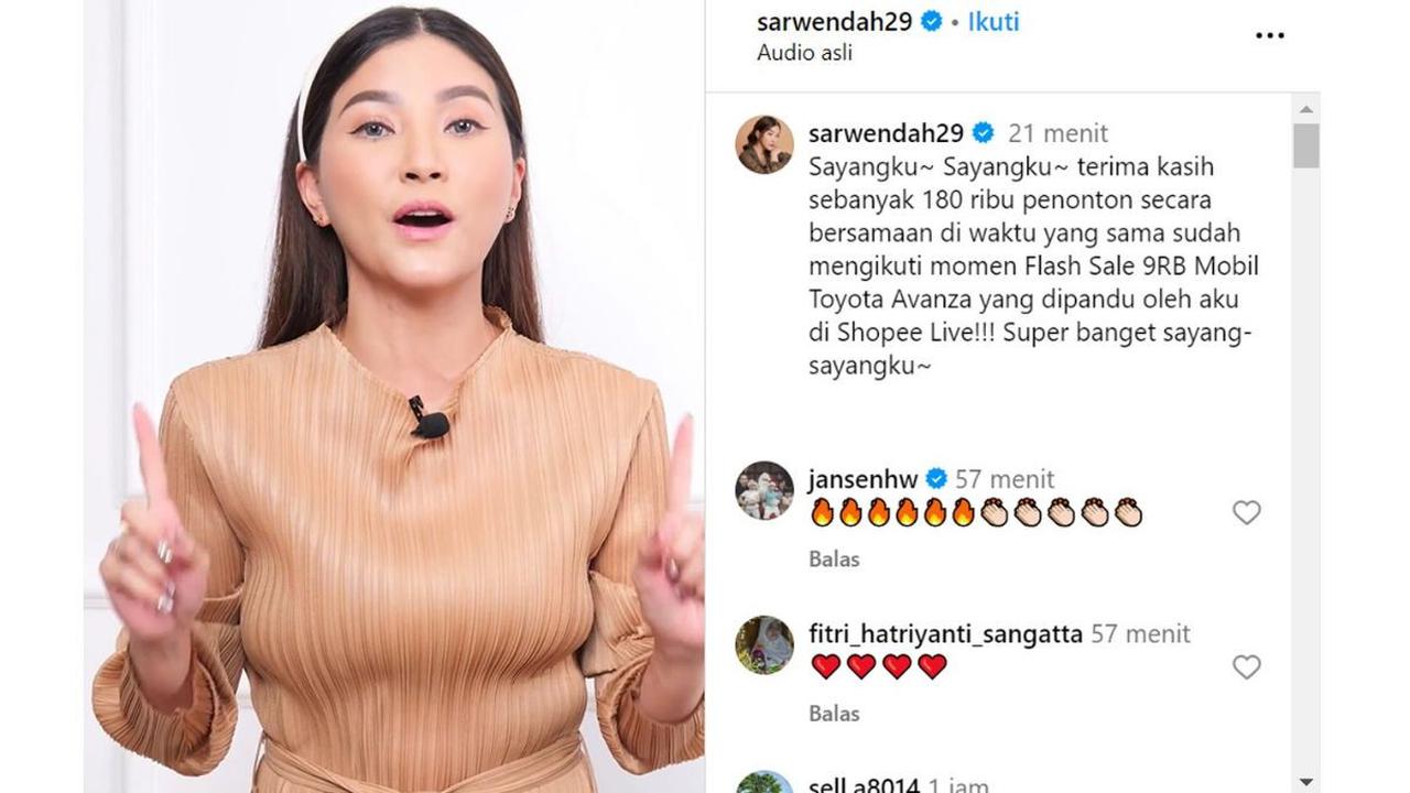 Kemeriahan live streaming Flash Sale Shopee Live ini diungkapkan langsung oleh Sarwendah melalui akun Instagram pribadinya @sarwendah29.
