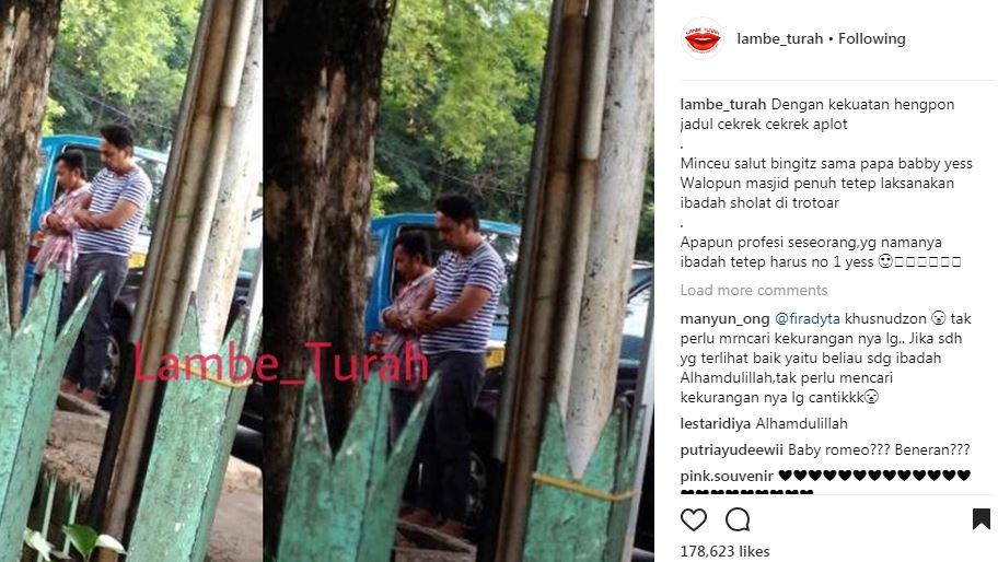 Bebi Romeo salat di trotoar [foto: instagram]