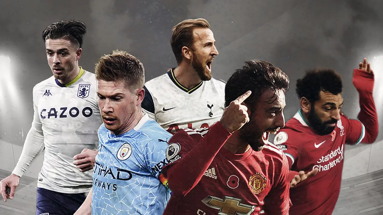 Bruno Fernandes, Kevin De Bruyne, Jack Grealish, Mohamed Salah, Harry Kane