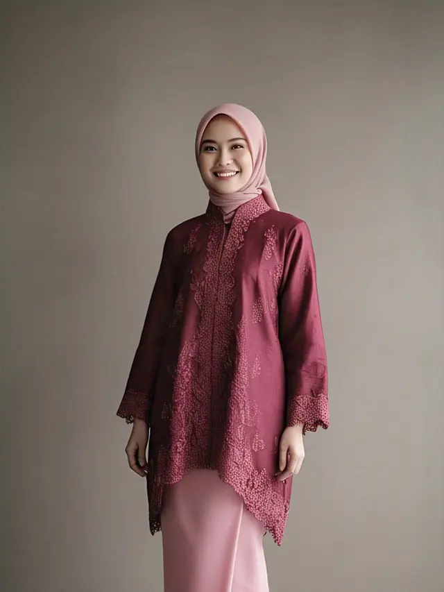 Model Kebaya Hijab Burgundy yang Elegan dan Kekinian