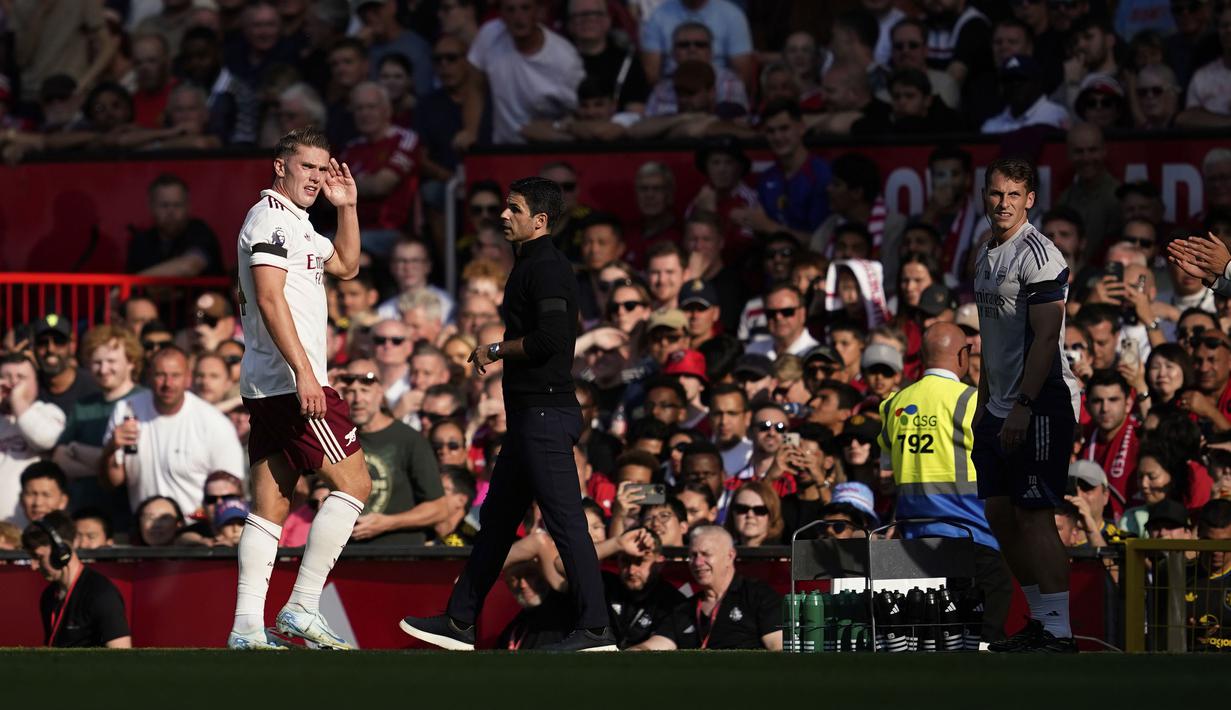 Gyokeres kemudian digantikan oleh Kai Havertz pada menit ke-60 pada laga yang berakhir dengan kemenangan 1-0 Arsenal. (AP Photo/Dave Thompson)