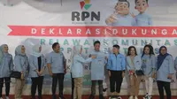 Wakil Ketua TKN Prabowo-Gibran, Habiburokhman menerima dukungan dari relawan Pelopor Pemimpin Nusantara (PPN) dan Relawan PPAT Notaris (RPN) di Rumah Kertanegara, Jaksel. (Liputan6.com/Nanda Perdana Putra)