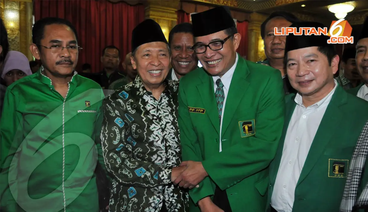 Mantan Wapres Hamzah Haz ikut menghadiri Musyawarah Kerja Nasional (Mukernas) III PPP di Cisarua, Bogor, Jabar, Rabu (23/4/2014) (Liputan6.com/Johan Tallo).