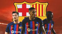 Barcelona - Robert Lewandowski, Raphinha, Ousmane Dembele (Bola.com/Adreanus Titus)