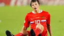 Russian forward Andrei Arshavin reacts on the pitch at the end of the Euro 2008 championships semi-final football match Russia vs. Spain on June 26, 2008 at Ernst-Happel stadium in Vienna, Austria. AFP PHOTO / FRANCK FIFE