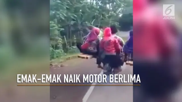 VIDEO: Pergi Arisan, Emak-Emak Naik Motor Berlima