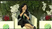 CEOPT Vale Indonesia (PTVI) Febriany Eddy saat tampil menjadi pembicara dalam Forum internasional soal keberlanjutan Indonesia Sustainability Forum (ISF) 2023 bertajuk Sustainable Mining of Critical Minerals to Bolster Decarbonization pada Kamis (7/9/2023).