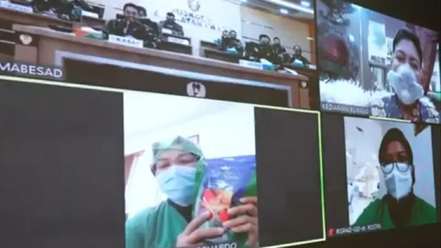 Teleconference dengan KSAD Jenderal Andika Perkasa, beberapa tenaga medis menyampaikan rasa terima kasihnya.
