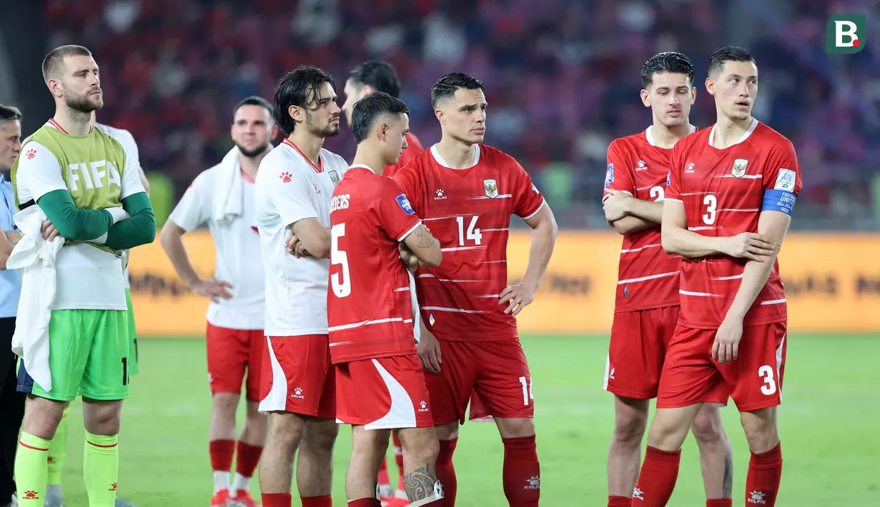 Raut kecewa para pemain Timnas Indonesia setelah kalah dari Bulgaria dalam final FIFA Series 2026 di tadion Utama Gelora Bung Karno, Senayan, Jakarta, Senin (30/03/2026). (Bola.com/M Iqbal Ichsan)