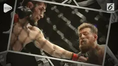 Khabib Nurmagomedov berhasil mempertahankan gelar juara dunia kelas ringan UFC setelah menang submission atas Conor McGregor di ronde keempat pada pertarungan di Las Vegas.
